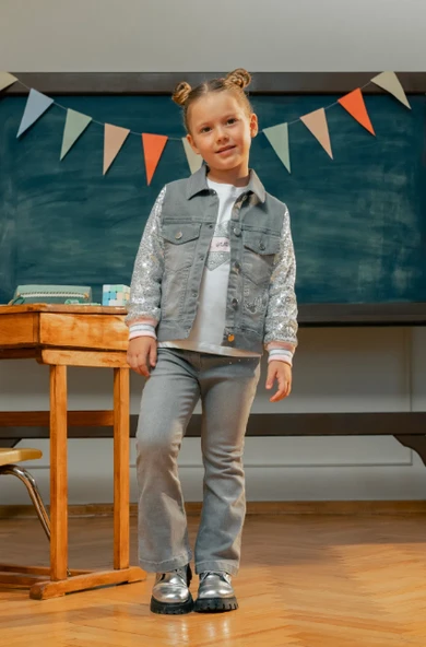 Kız Çocuk İspanyol Paça Denim Pantolon MNT25K237 ürün görseli