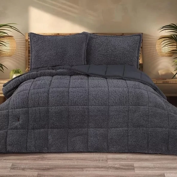 Schafer Home Deluxe Çift Kişilik Yorgan Seti Antrasit ürün görseli 1