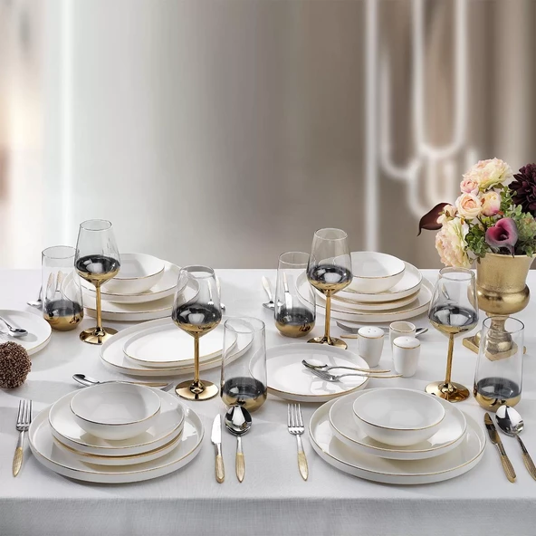 Schafer Adel Gold 56 Parça 12 Kişilik Yemek Takımı