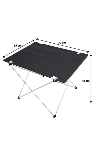 Katlanabilir Kumaş Kamp Ve Piknik Masası - Çantalı Siyah - Geniş Model - Resim 3