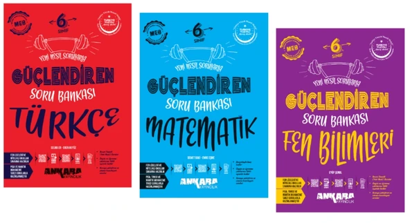 ANKARA YAYINCILIK 6. Sınıf Türkçe - Matematik - Fen bilimleri Güçlendiren Soru Bankaları ürün görseli