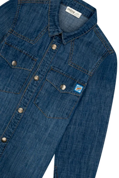 Erkek Çocuk Cepli Denim Gömlek MNT25E205 - 4