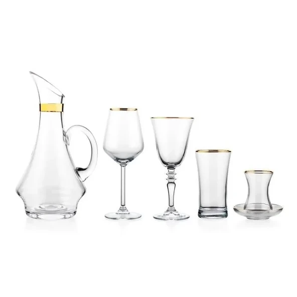 Schafer Alisa 49 Parça Cam Bardak Seti Gold - 2
