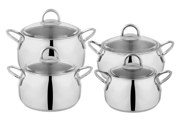 Schafer New Trendy Çelik Tencere Seti 8 Parça İnox