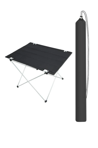 Katlanabilir Kumaş Kamp Ve Piknik Masası - Çantalı Siyah - Geniş Model ürün görseli