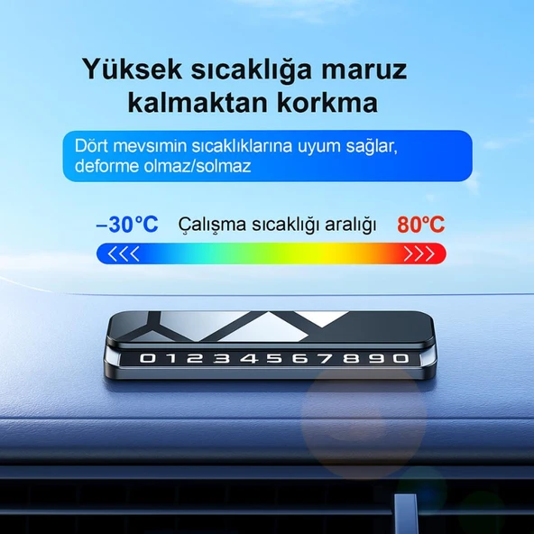 Coofbe Premıum Fosforlu Gizlenebilir Alüminyum Araç Park Telefon Numaratörü Geçici Park Numaratör Plakalık - 5