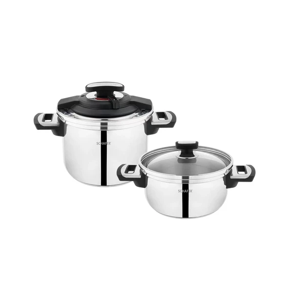 Schafer Safe 2'li 4+6 lt Düdüklü Tencere Seti 4 Parça Siyah - 2