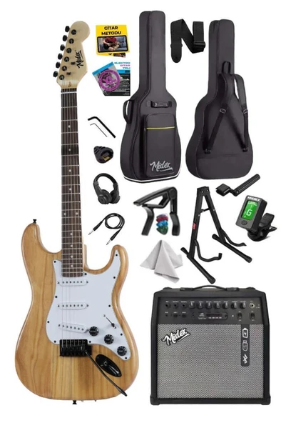 Midex RPH-320WD-50AMP Ahşap Renk Strat Kasa SSS 50W Amfili Elektro Gitar Seti ürün görseli