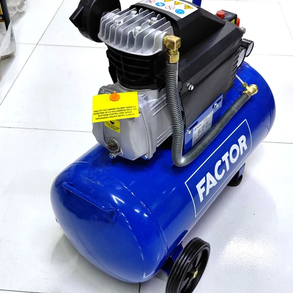 Factor ZB2550 Hava Kompresörü 2.5 Hp 50 Litre Tank 8 Bar Sanayi Tipi Güçlü Endüstriyel Kompresör - Resim 5