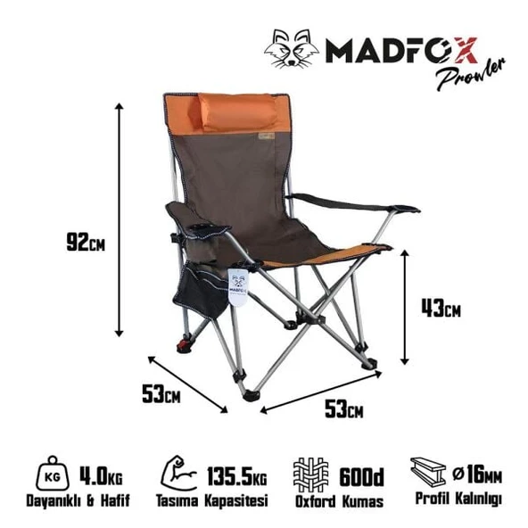 Madfox Prowler 3 Kademeli Yatabilen Kamp Sandalyesi - 4