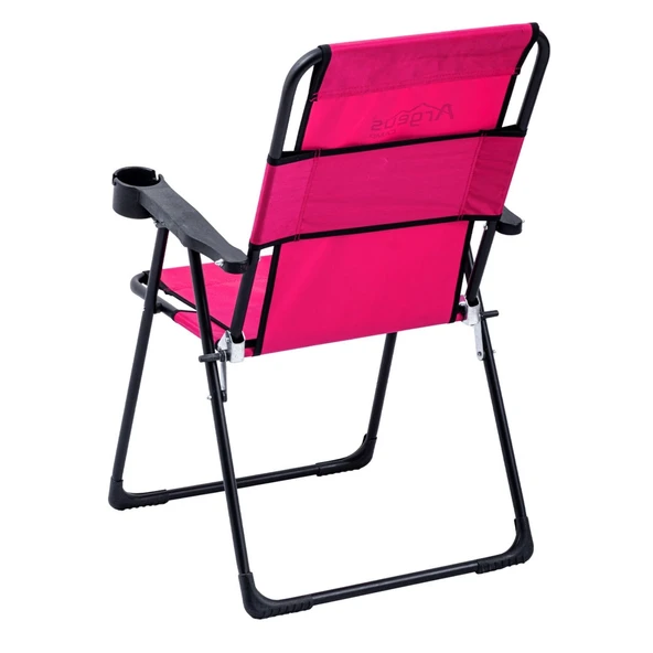 Katlanabilir Kamp Sandalyesi - Rest - Bardaklıklı - Argeus - Pembe - 3