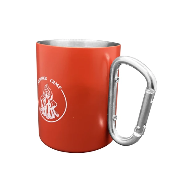 Karabina Saplı Paslanmaz Çelik Kupa Bardak - Orcamp - Kırmızı (OUT-1850) - 3