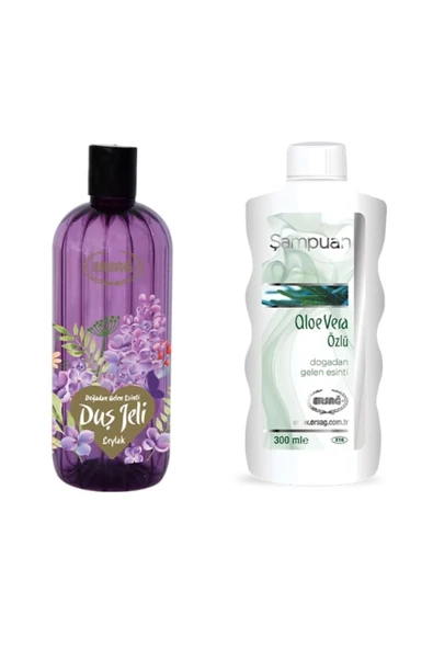 Ersağ Leylak Duş Jeli 500 ml Aloe Vera Özlü Şampuan 300 ml - 1