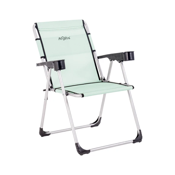 Katlanabilir Piknik ve Kamp Sandalyesi - Bardaklıklı - Rock - Su Yeşili (A-03)- 140KG Taşıma