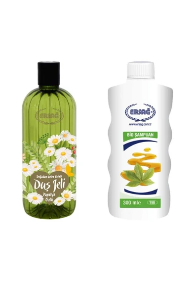Ersağ PAPATYA ÖZLÜ DUŞ JELİ 500 Ml + BİO ŞAMPUAN 300 ML - 1