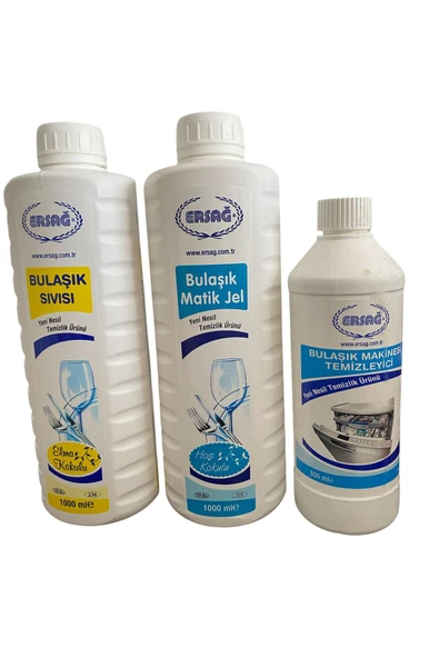 Ersağ Ersağ Bulaşık Sıvısı Elma Kokulu + Bulaşık Matik Jel +Bulaşık Makinesi Temizleyici - 1