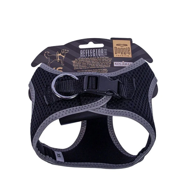 Doggie Havalı Dokuma Reflektörlü Küçük Irk Göğüs Tasması Siyah 30-34 cm (ARG-XS) - Resim 2