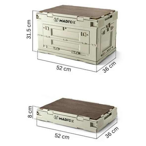 Katlanabilir Kamp Saklama Kutusu - 60 LT - Madfox - Haki - 547304 - 2