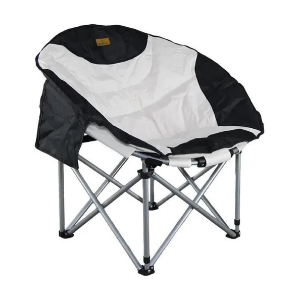 Katlanır Kamp Piknik Sandalyesi - Madfox Moonchair Deluxe - Siyah/Gri - 547212 - Taşıma Çantalı
