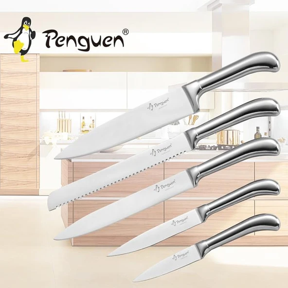 Mutfak Bıçak Seti - 6'lı  - Nora - Inox - Penguen (PNG-1800) - Resim 2