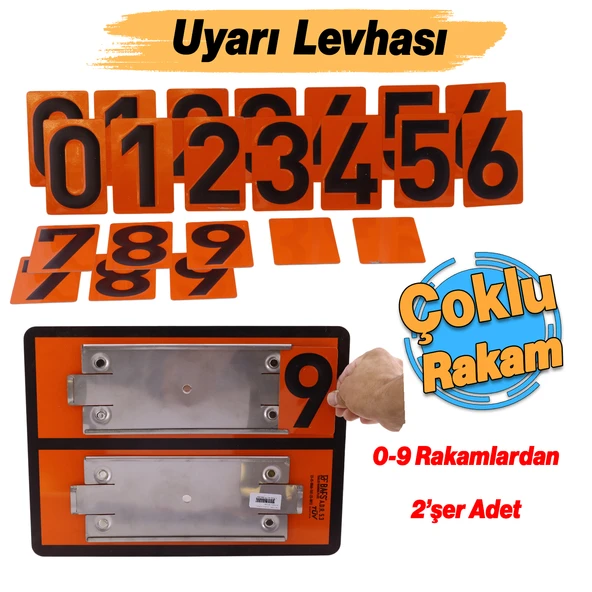 Adr 40x30 cm Manuel Değiştirilebilir Tehlikeli Madde Uyarı Levhası Çoklu Rakam 0-9 Arası Rakamlar - Resim 3