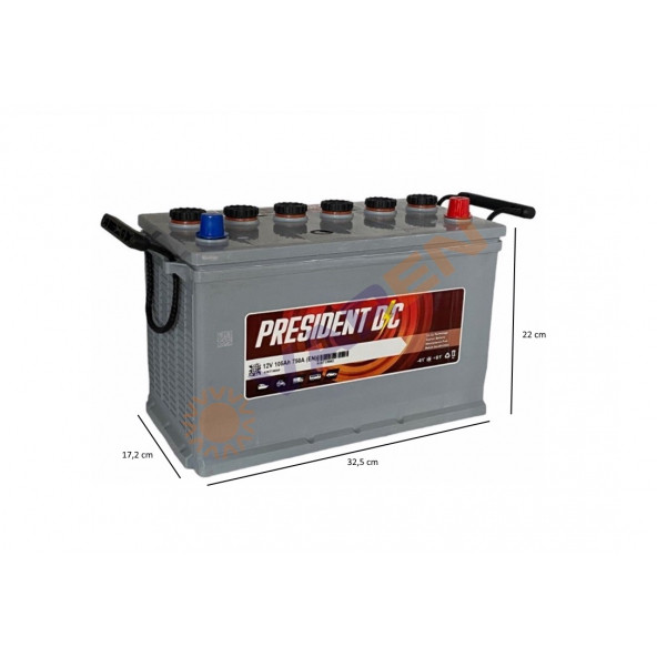 PRESİDENT 12V 105 AMPER AH AKÜ 750 A (EN) - 2