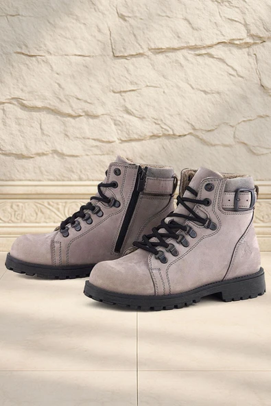 Rakerplus Griffon Hakiki Deri Açık Gri Bağcıklı Fermuarlı Bot ürün görseli