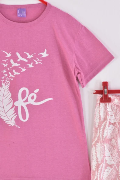 Lila İç Giyim Kadın Rtn-05 Kısa Kol Desenli Pijama Takımı - Resim 2