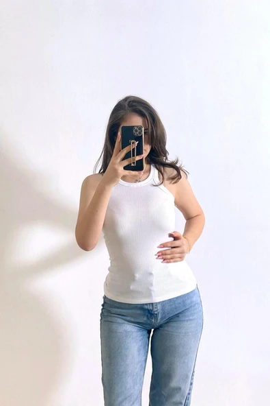 Beyaz Kaşkorse Kumaş Atlet - 2