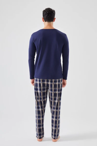 Micro Süet Patlı Düğme Detaylı Erkek Pijama Takımı - 3