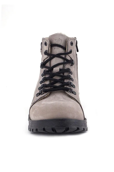 Rakerplus Griffon Hakiki Deri Açık Gri Bağcıklı Fermuarlı Bot - Resim 4