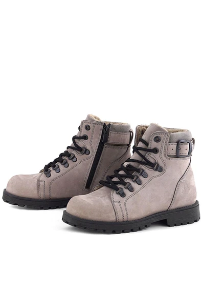 Rakerplus Griffon Hakiki Deri Açık Gri Bağcıklı Fermuarlı Bot - Resim 6