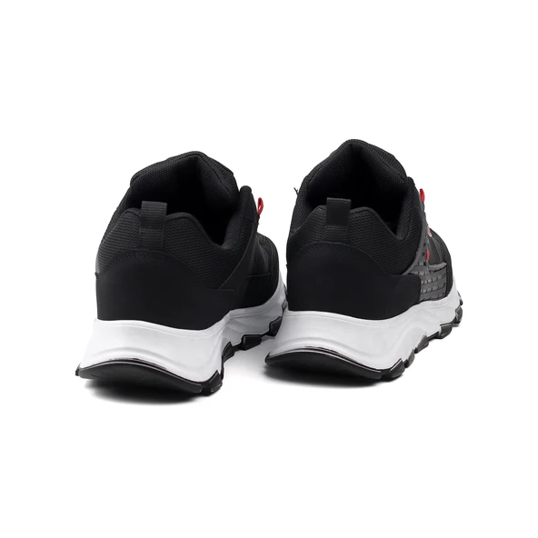 Erkek Siyah Kırmızı Spor Ayakkabı Rahat Yürüyüş Koşu Günlük Sneaker Bağcıklı Hafif Taban - Resim 5