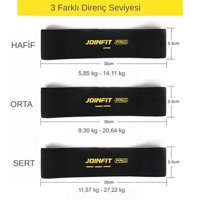 JOINFOT Pro Hip Aerobik ve Egzersiz Bandı Siyah 3 Adet - 2