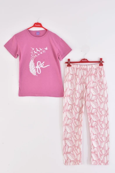 Lila İç Giyim Kadın Rtn-05 Kısa Kol Desenli Pijama Takımı ürün görseli 1