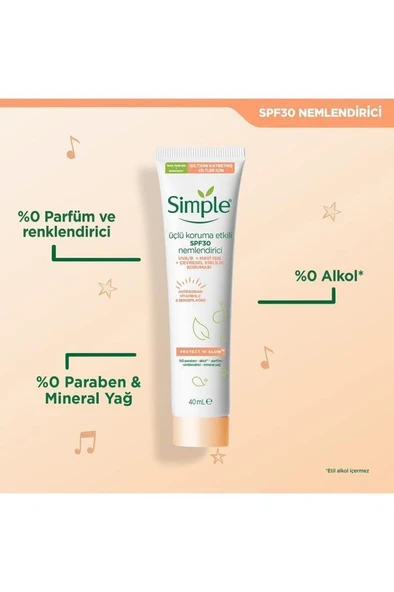 Simple Protect 'n' Glow Üçlü Koruma Etkili Spf30 Nemlendirici Işıltısını Kaybetmiş Ciltlere 40 ml - 3