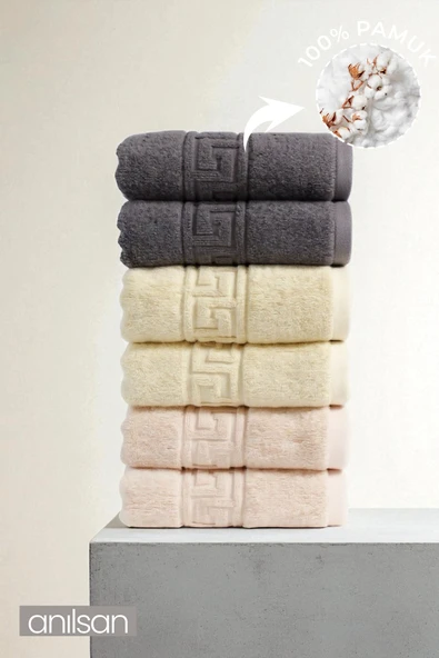 6'lı Trio Karışık Greek El Havlusu - 50x90 Cm, 225 Gr, %100 Pamuk, Spa Ve Otel Havlusu, Günlük Kullanıma Uygun