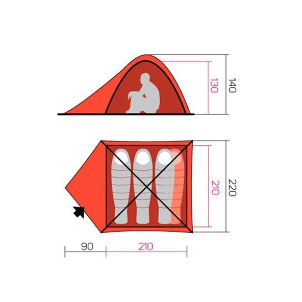 Hannah Tycoon 4 Kişilik Comfort Çadır (Spring Green-Cloudy Gray) 140*300*220 cm - 3