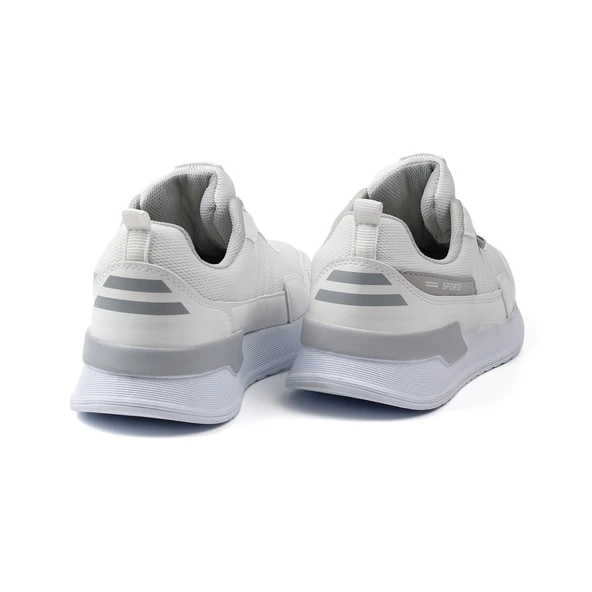 Erkek Beyaz Spor Ayakkabı Rahat Yürüyüş Koşu Günlük Sneaker Bağcıklı Hafif Taban - 4
