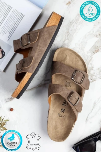 indispensablely  Madrid Unisex Ortopedik Tabanlı   Bantlı Tokalı Günlük Rahat Ev & Dışarı Terliği ürün görseli