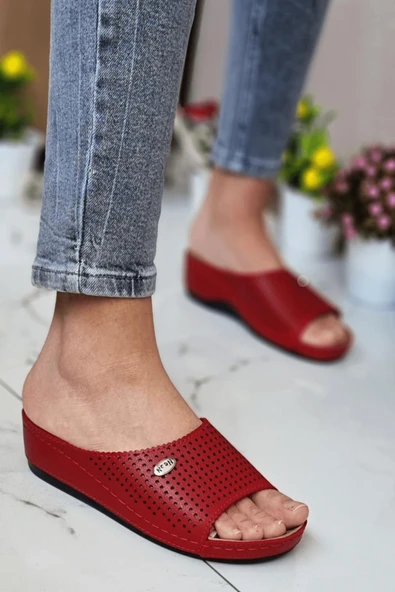 indispensablely  Suçi Kadın Şık Lazer Desenli Günlük Ortopedik Taban  Misafir   Dışarı Ev Terliği - Resim 4