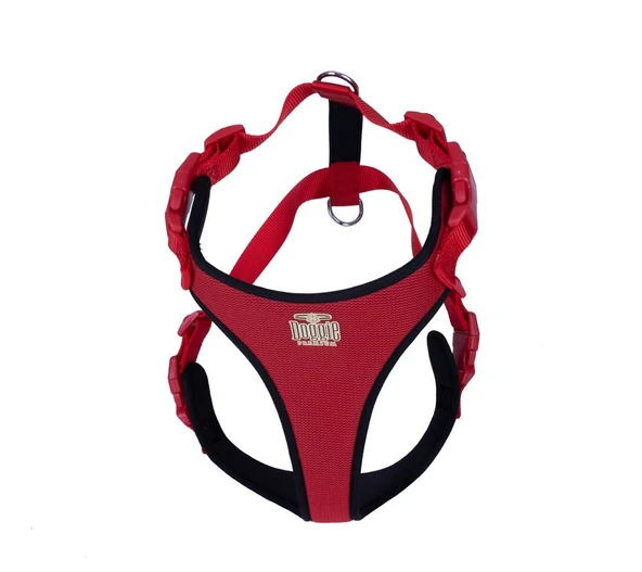 Doggie Havalı Dokuma Göğüs Tasması Kırmızı 2.0*55-65 cm (ADGT L) - Resim 2