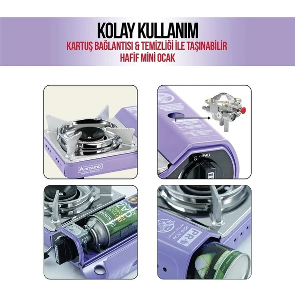 Tekli Çantalı Mini Portatif Ocak - Orcamp - Mor (CK-506) - 5