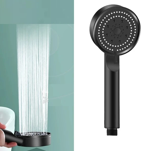 5 Modlu Duş Başlığı Tasarruflu Masaj Etkisi Banyo Duş Başlığı Siyah - Resim 3