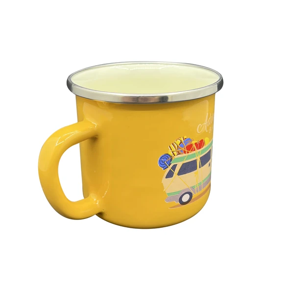 Orcamp Retro Emaye Kupa Bardak Adventure Hardal (OUT-1900) - 2