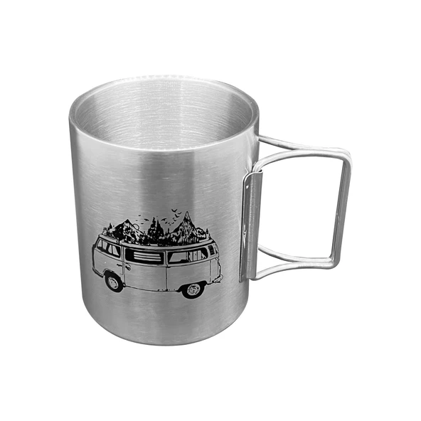 Katlanabilir Saplı Çelik Kupa Bardak - Orcamp - 180 ml - Karavan (OUT-1800) - 2