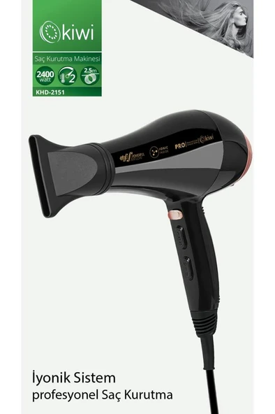 Kiwi Khd-2151 Profesyonel İyonik 2,5 Metre Kablolu Saç Kurutma Makinesi