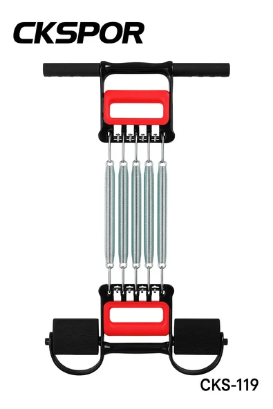 El Ayak Göğüs Yayı – 5 Çelik Yaylı Çok Fonksiyonlu Fitness ve Evde Spor Egzersiz Aleti - 3