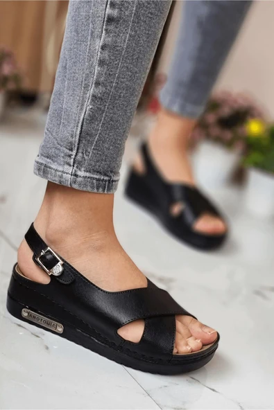 indispensablely  Utari Kadın Ortopedik Şık Konfor Modeli  Taban Topuklu Günlük Outdoor Sandalet - 3
