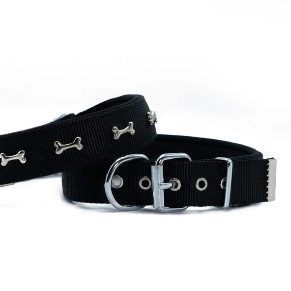 Doggie Konfor Dokuma Kemikli Boyun Tasması Siyah 3.0*47-55 cm (DSBT-3062 L) ürün görseli 1